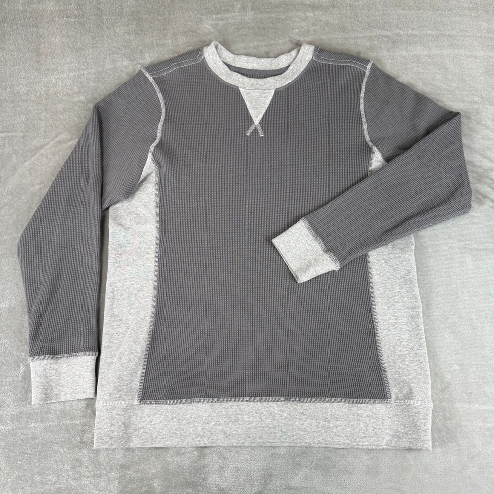 American Giant Summit Waffle Crew Shirt Mens Large Lava Smoke Gray $105 USA NWOT